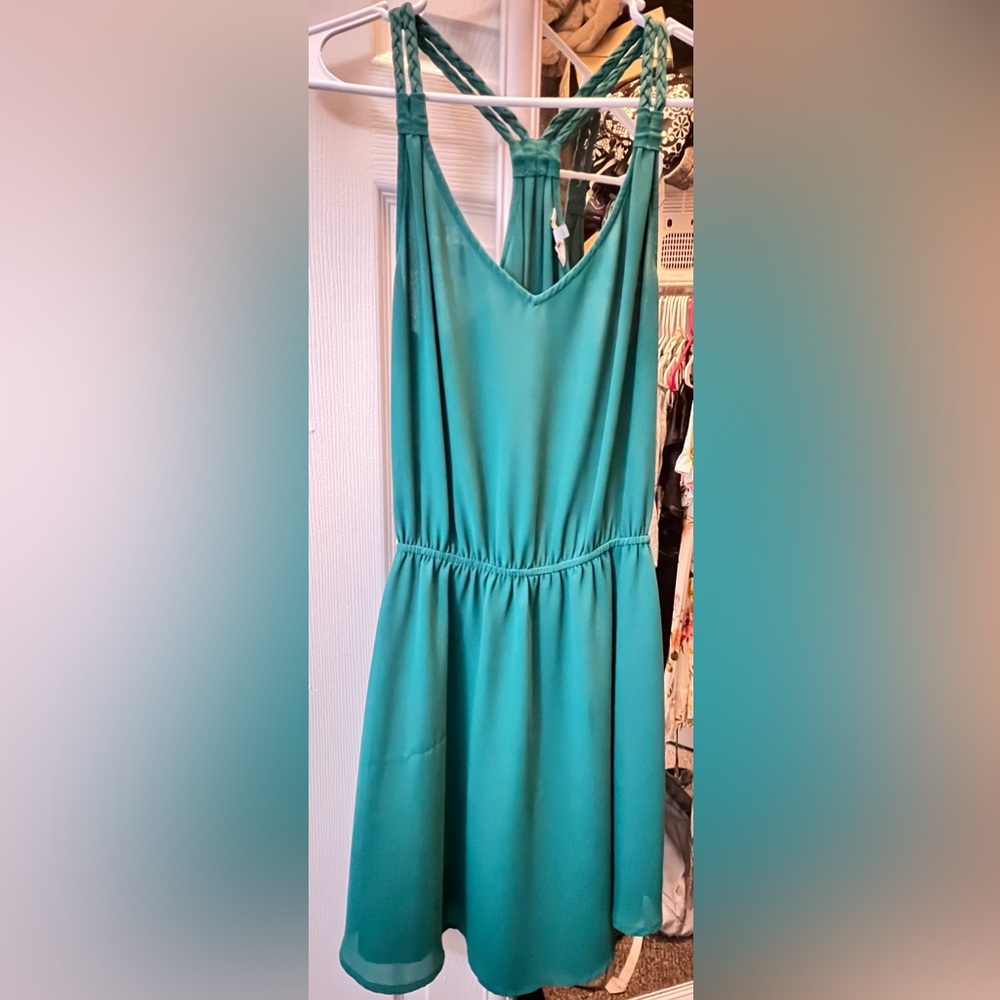 Naked Zebra Teal Sleeveless Mini Dress